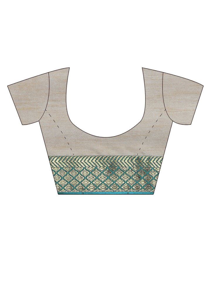 Satin Saree with Panelled Floral Print and Woven Border