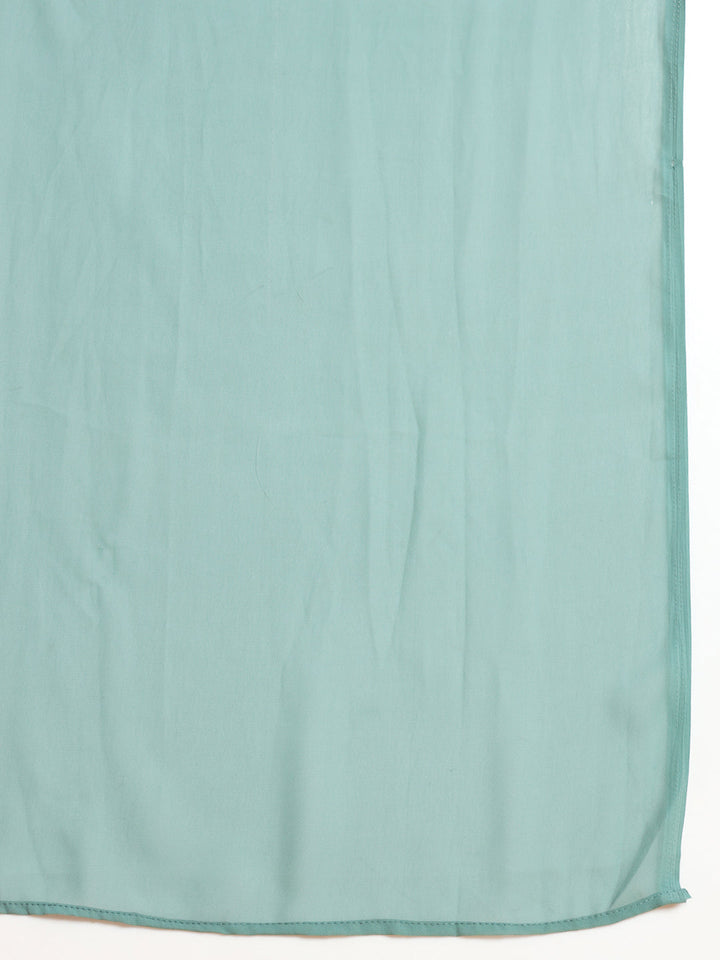 Sea Green Georgette Indo Western Set & Pleated Long Jacket