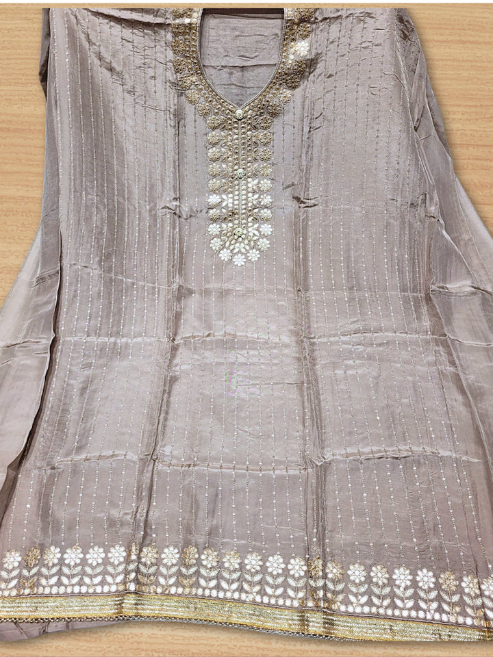 Gota Patti & Sequin Embroidered Semi-stitched Punjabi Suit Dupatta in Pastel Color