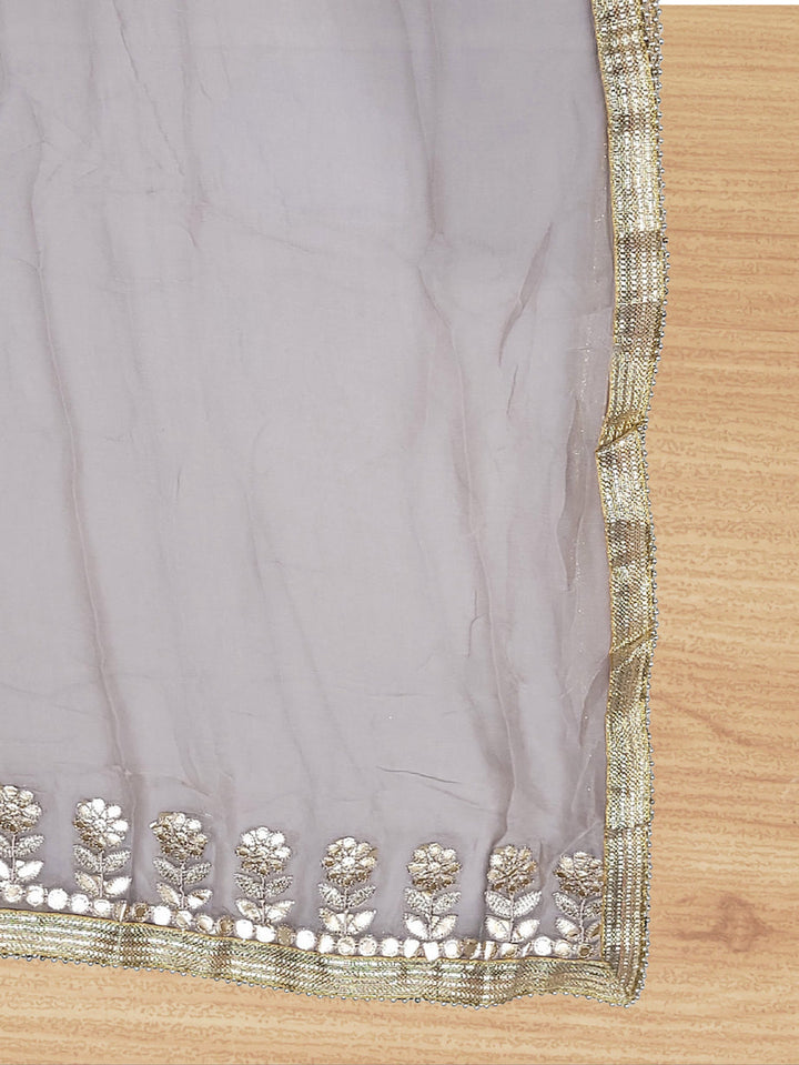 Gota Patti & Sequin Embroidered Semi-stitched Punjabi Suit Dupatta in Pastel Color