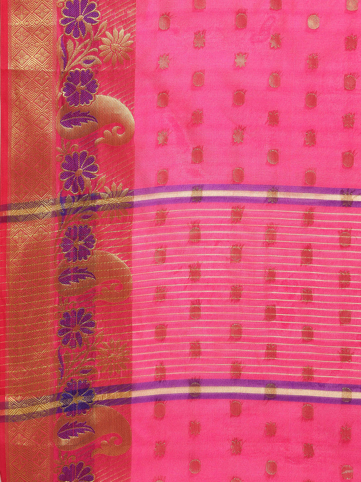 Banarasi Chanderi Silk Saree with Zari Meenakari Weaving