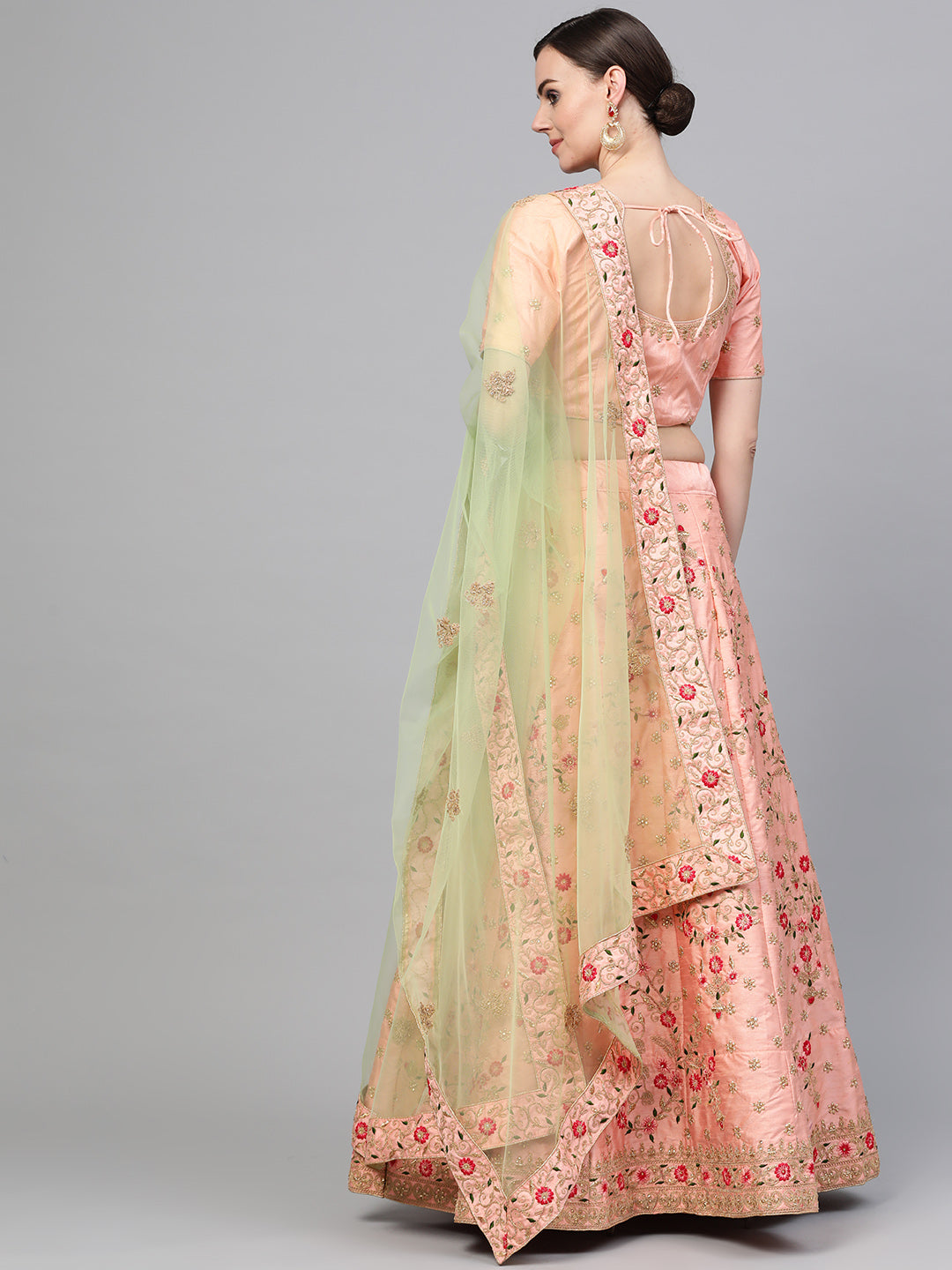Pastel Kalidar Lehenga with Floral Kasab and Reham embroidery