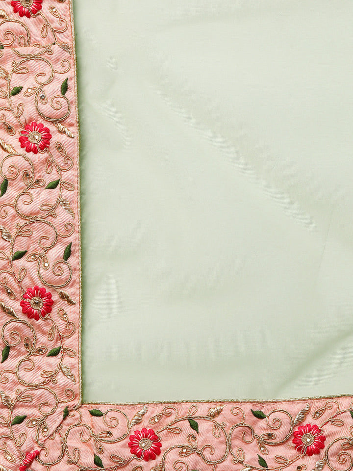 Pastel Kalidar Lehenga with Floral Kasab and Reham embroidery