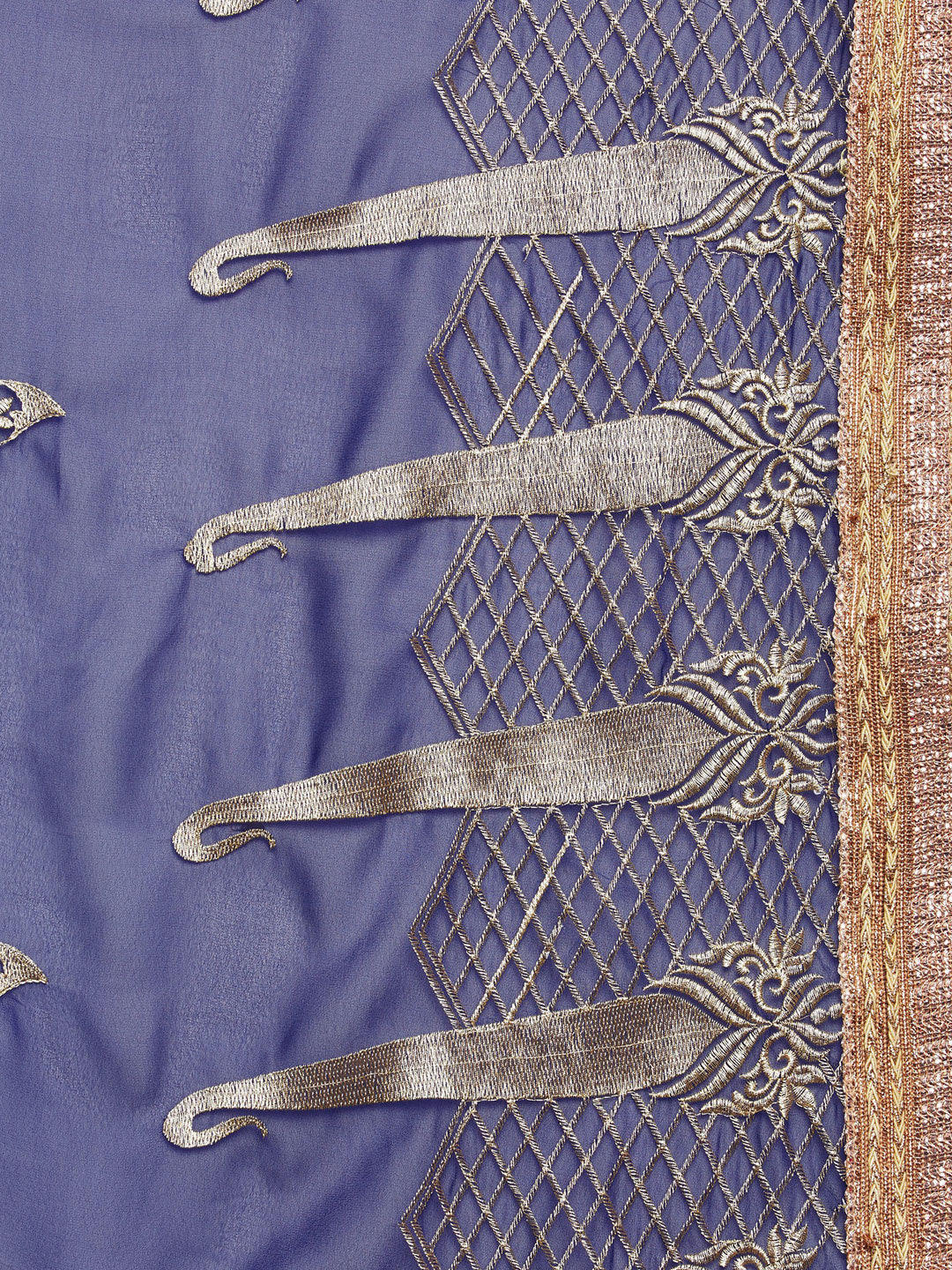 Blue & Pink Embroidered Georgette Saree