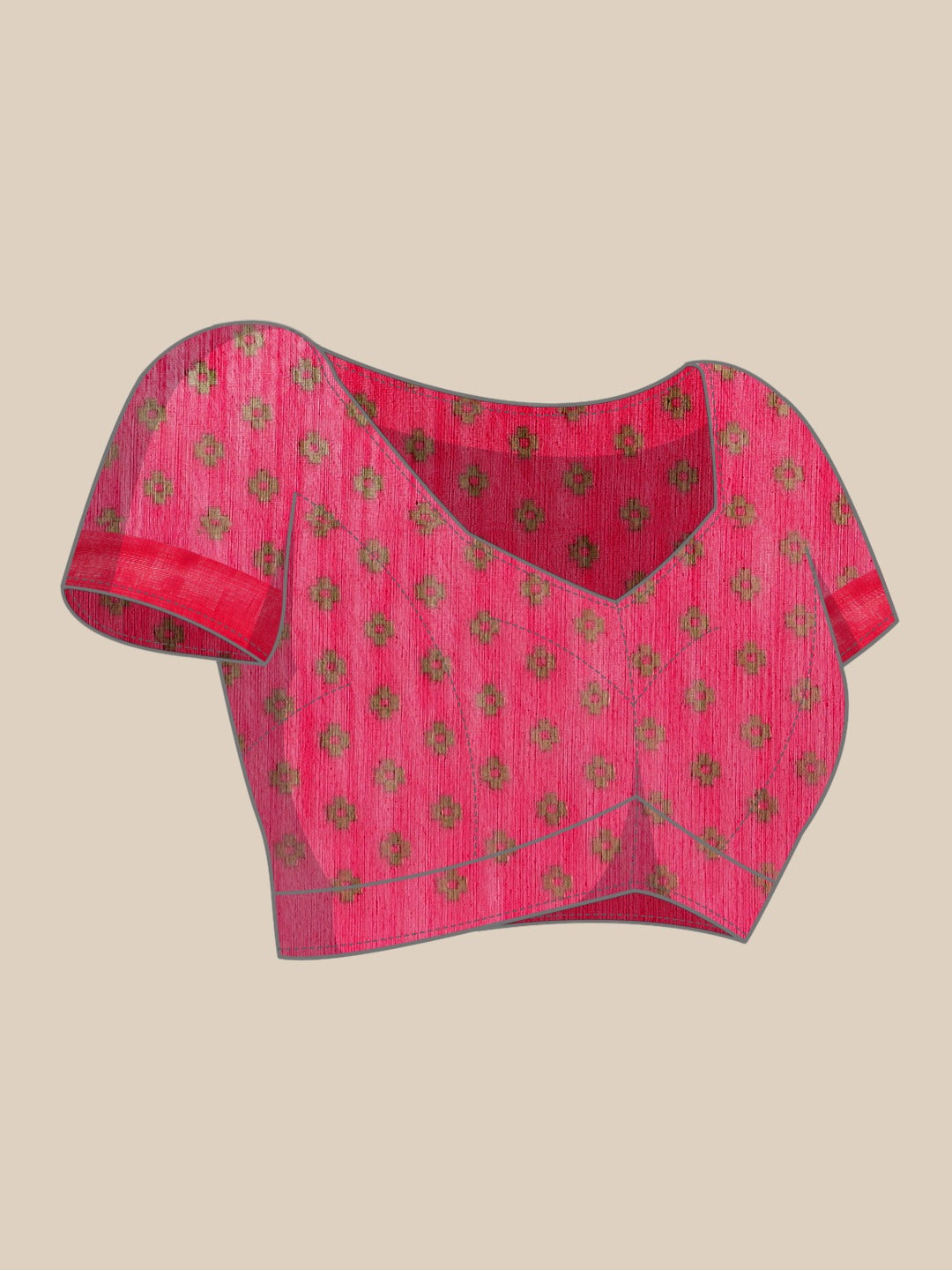 Magenta Abstract Geometrical Tribal Printed Chanderi Silk Saree