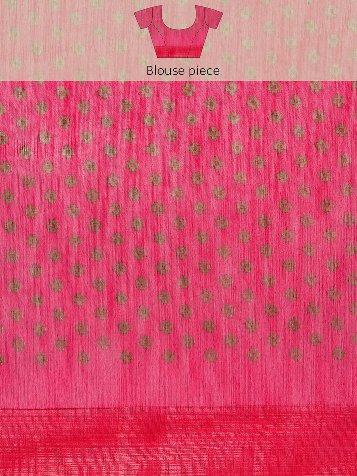 Magenta Abstract Geometrical Tribal Printed Chanderi Silk Saree