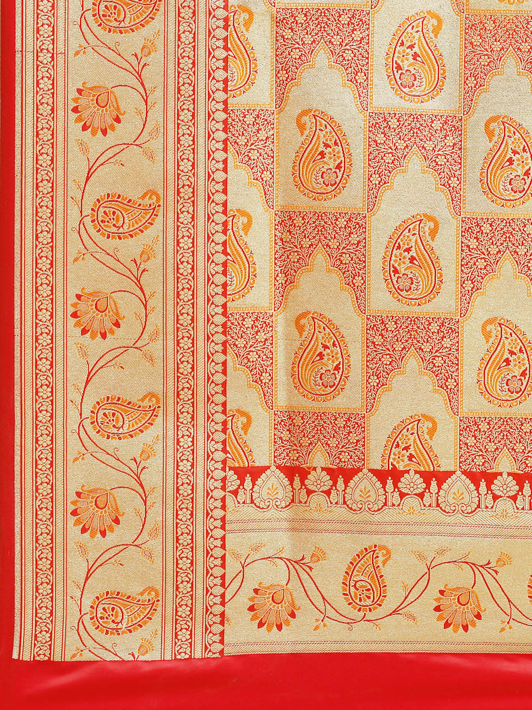 Yellow Kanjeevaram Wedding Silk Saree With Gold Zari,Gharchola Pattern