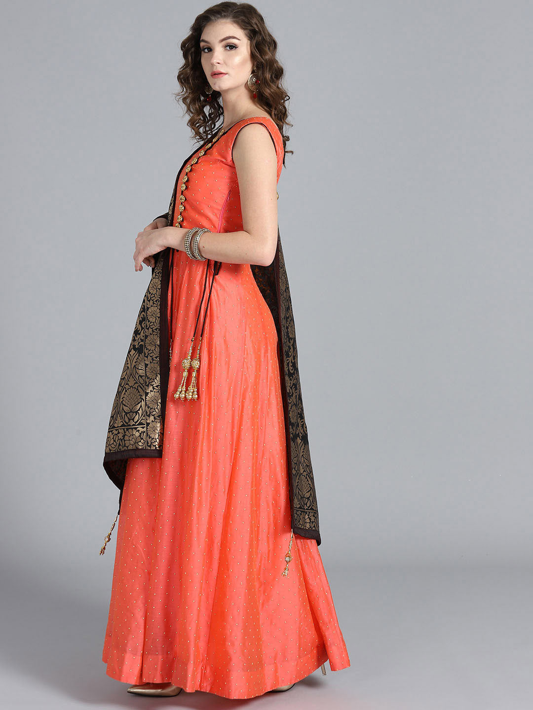 Angrakha Embellished Suit with Banarasi Dupatta