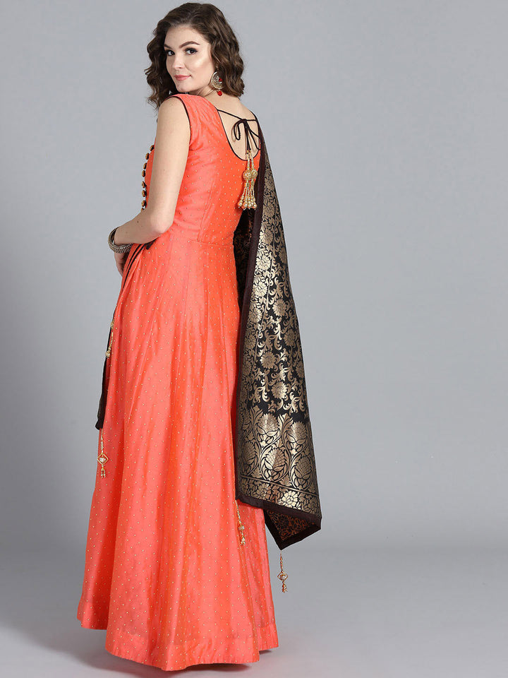 Angrakha Embellished Suit with Banarasi Dupatta
