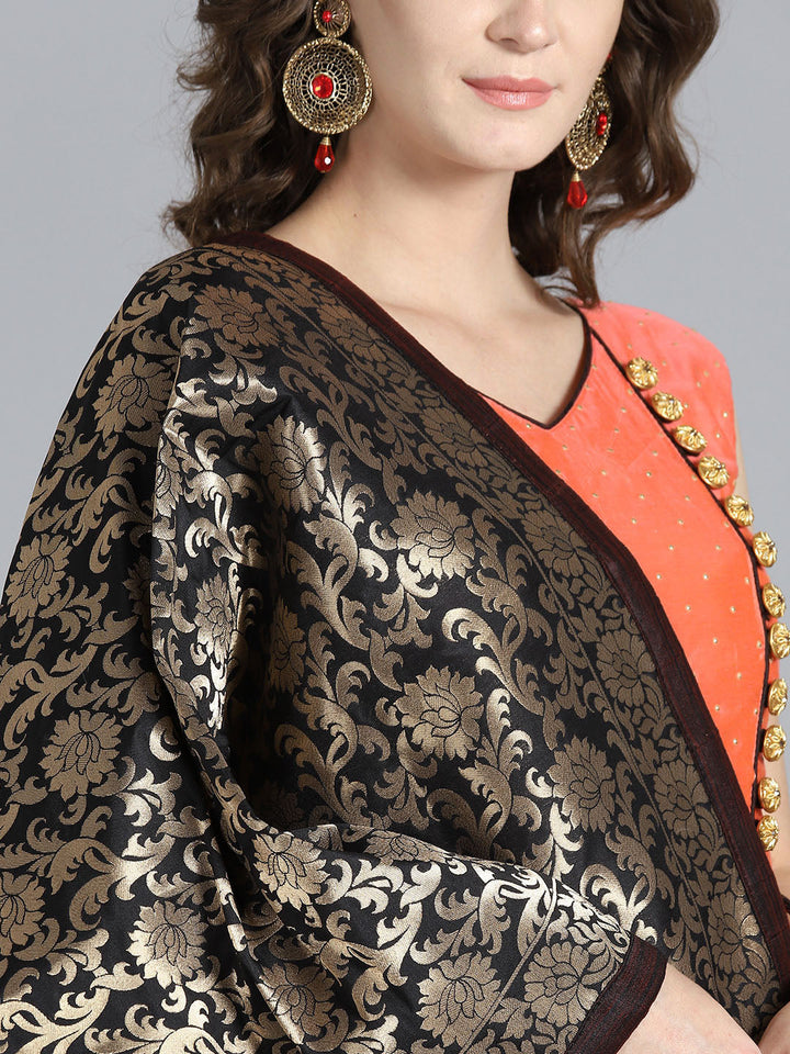 Angrakha Embellished Suit with Banarasi Dupatta