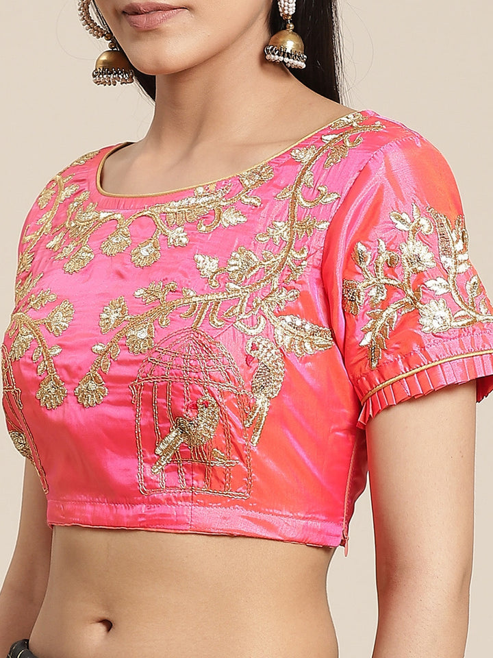 Black Gharchola Saree With Scalloped Kundan Border & Embellished Kasab Blouse