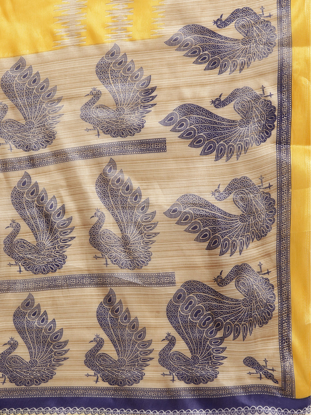 Printed Bhagalpuri Saree with Traditional Patola Peacock Pattern