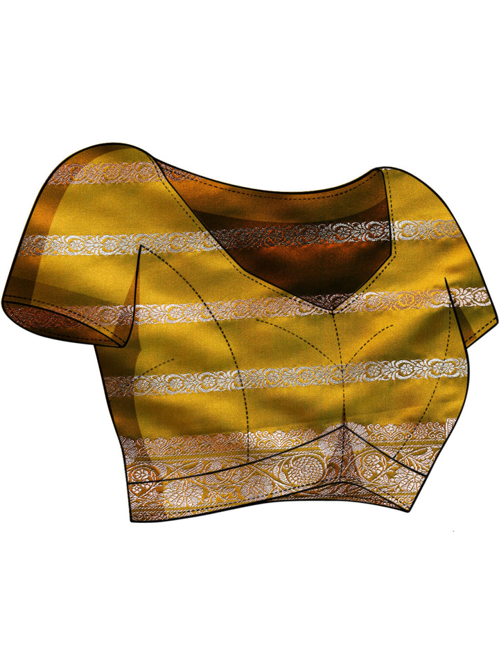 Banarasi Handloom Traditional Satin Silk Saree with Floral Motif Zari Meenakari Weaving