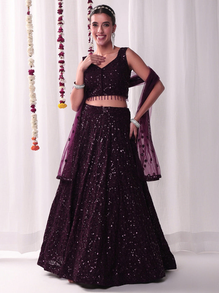 Chhabra 555 Sequinned & Embroidered Choli with Sequined & Embroidered Lehenga & Embellished Dupatta