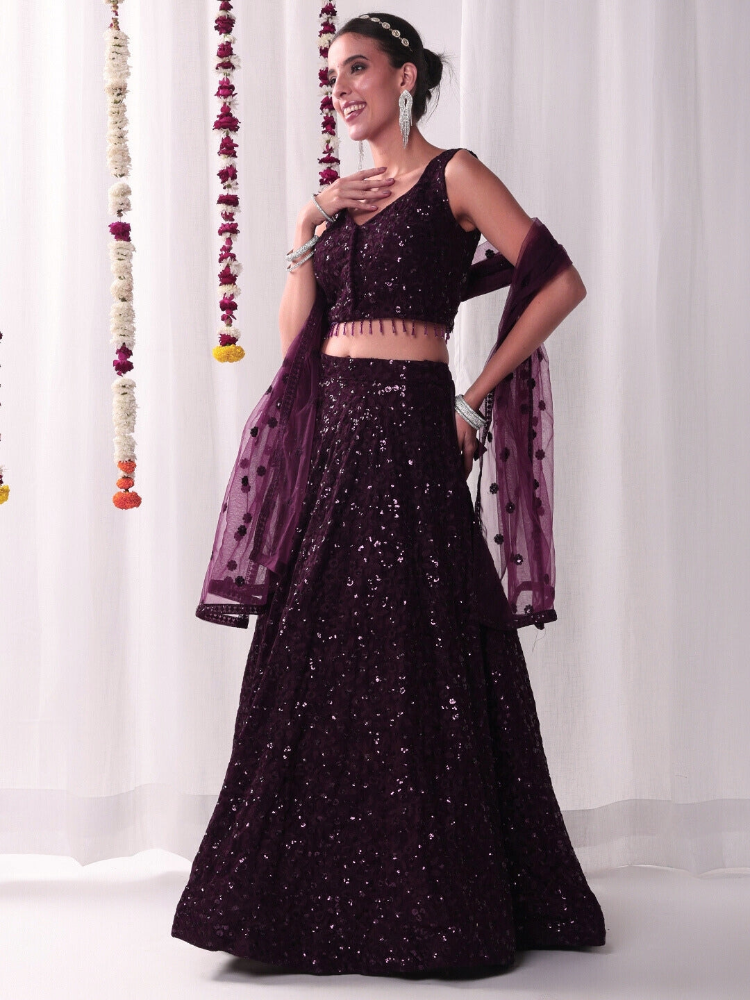All over Sequin Embroidery Lehenga Set