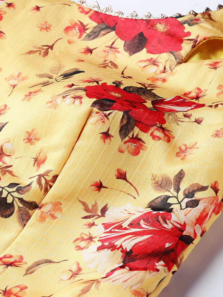 Digital Print Crop Top Lehenga Set with Gota Borders