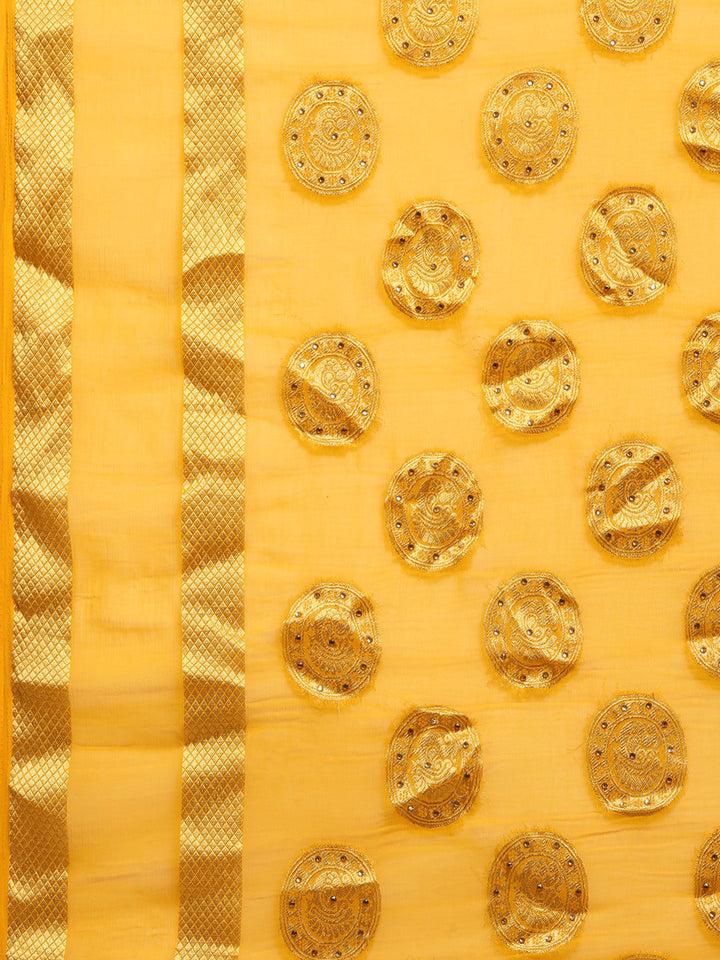 Chiffon Crystal Embellished Bandhej Saree