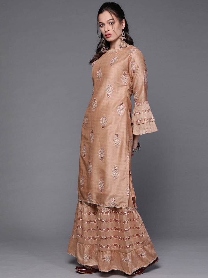 Pastel Indie Print Gota Embellishment Kurta Sharara Set