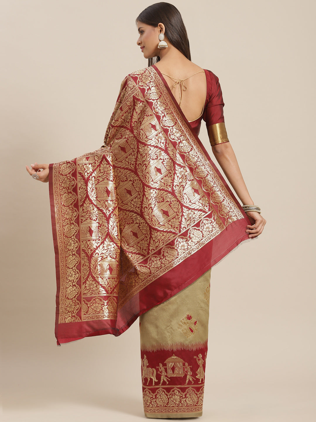Ombre Resham & Zari weaving Saree with Wedding Procession Doli Motifs