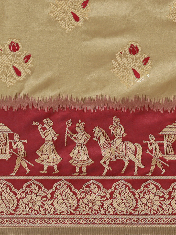 Ombre Resham & Zari weaving Saree with Wedding Procession Doli Motifs
