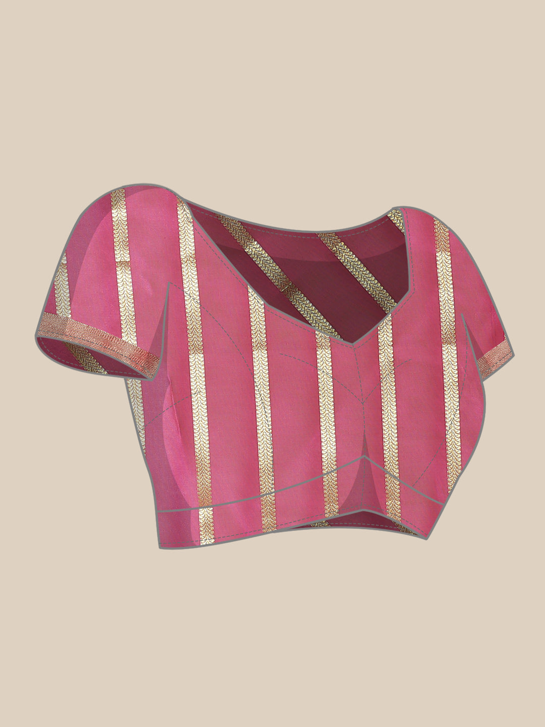 Burgundy Maheshwari Silk Banarasi Saree with Gold Zari woven Border