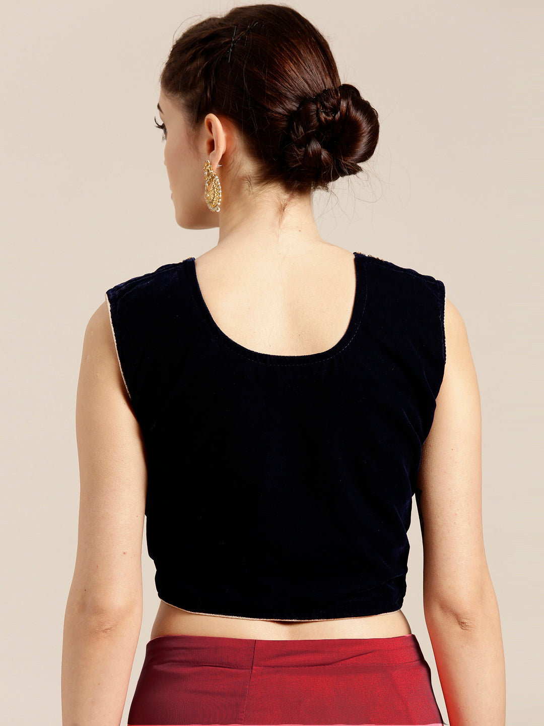 Draped Ruffled Pre-stitched Saree with Embellished Crop Top Blouse