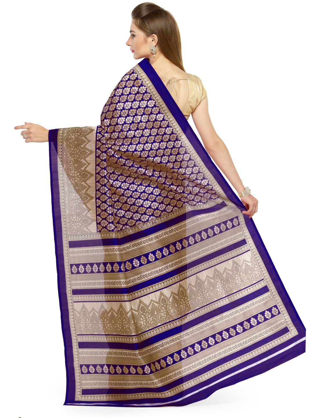 Purple Floral Print Art Silk Saree