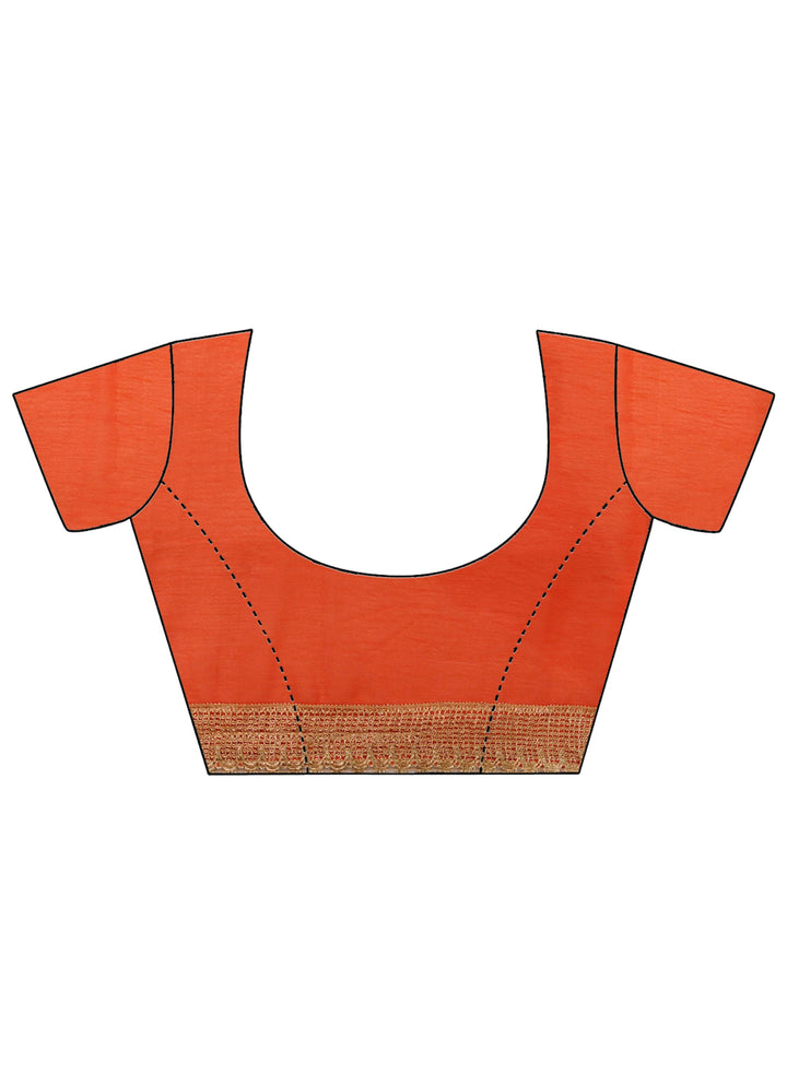 Orange Georgette Embroidered Party Wear Saree