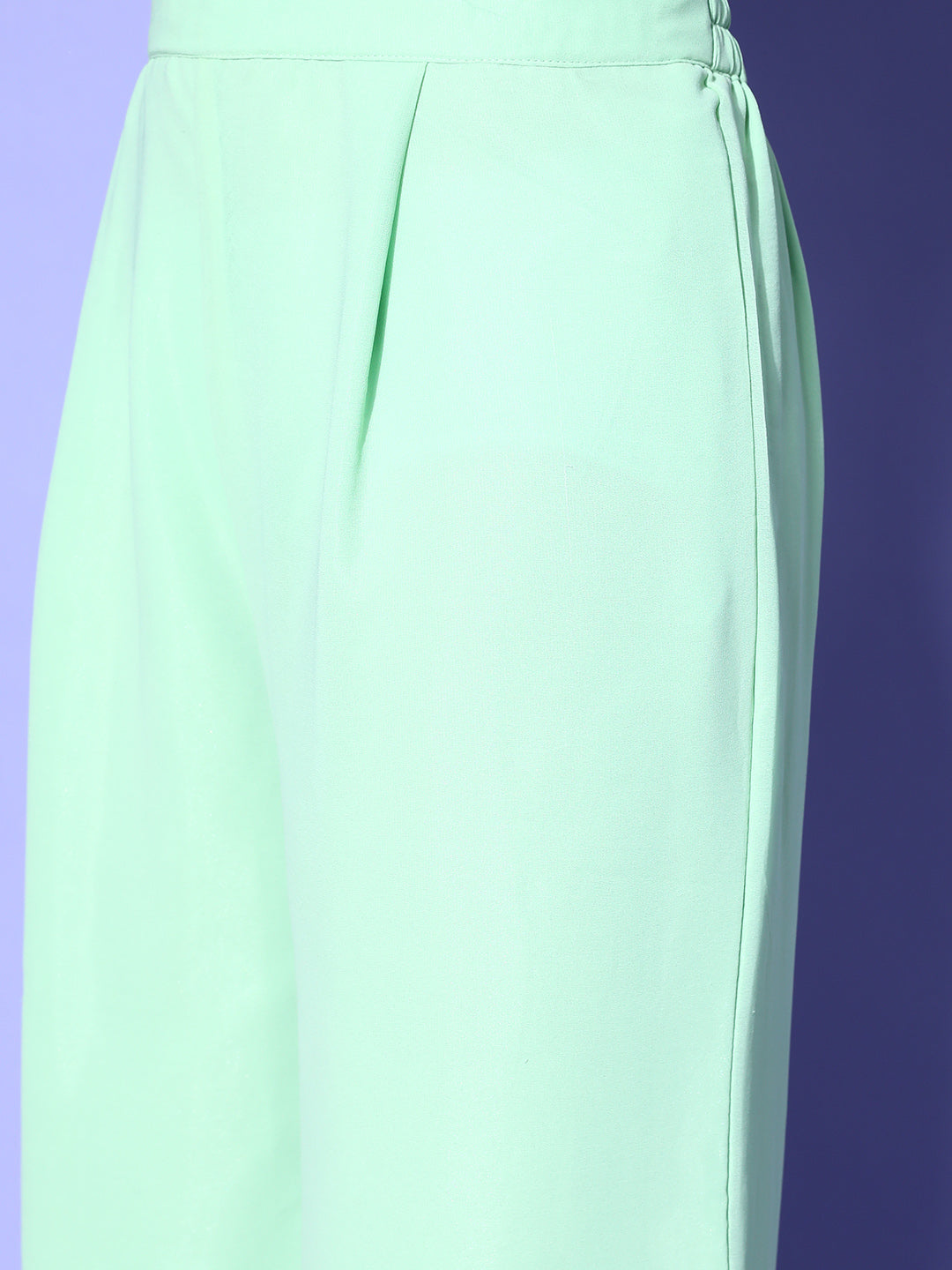 Pastel Green Sequence Georgette Kurta Palazzo Set with Laces