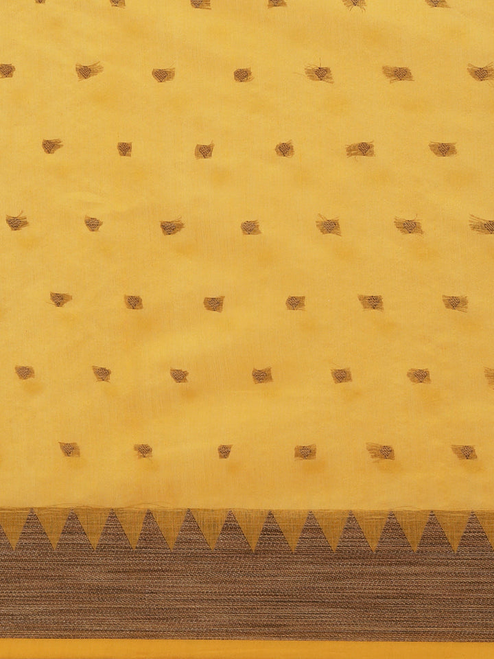 Handloom Chanderi Saree with Temple Style Copper Resham Weaving