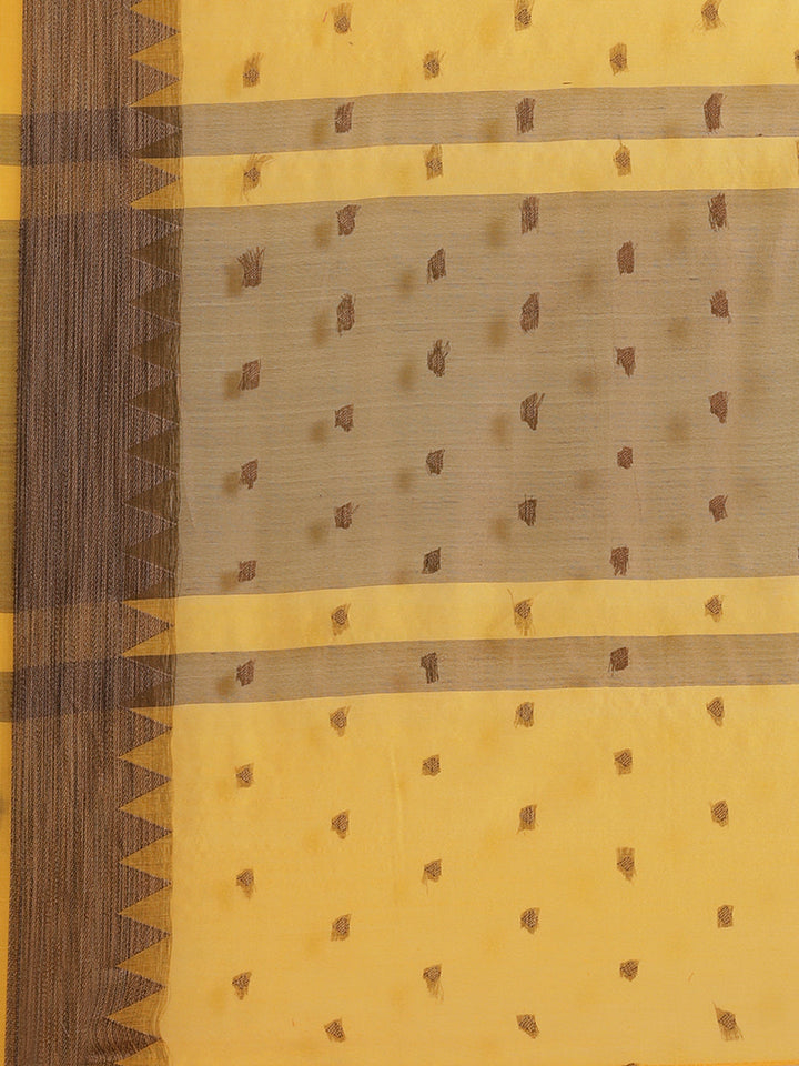 Handloom Chanderi Saree with Temple Style Copper Resham Weaving