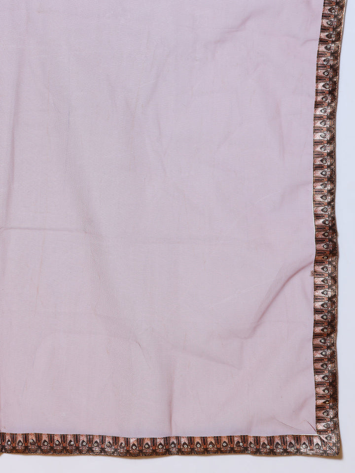 Kalamkari Inspired Cream Digital Print Silk Lehenga Set