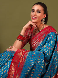 Chhabra 555 Rich Ikat Pochampally Silk Saree with Meenakari Weaving & Contrast Border 