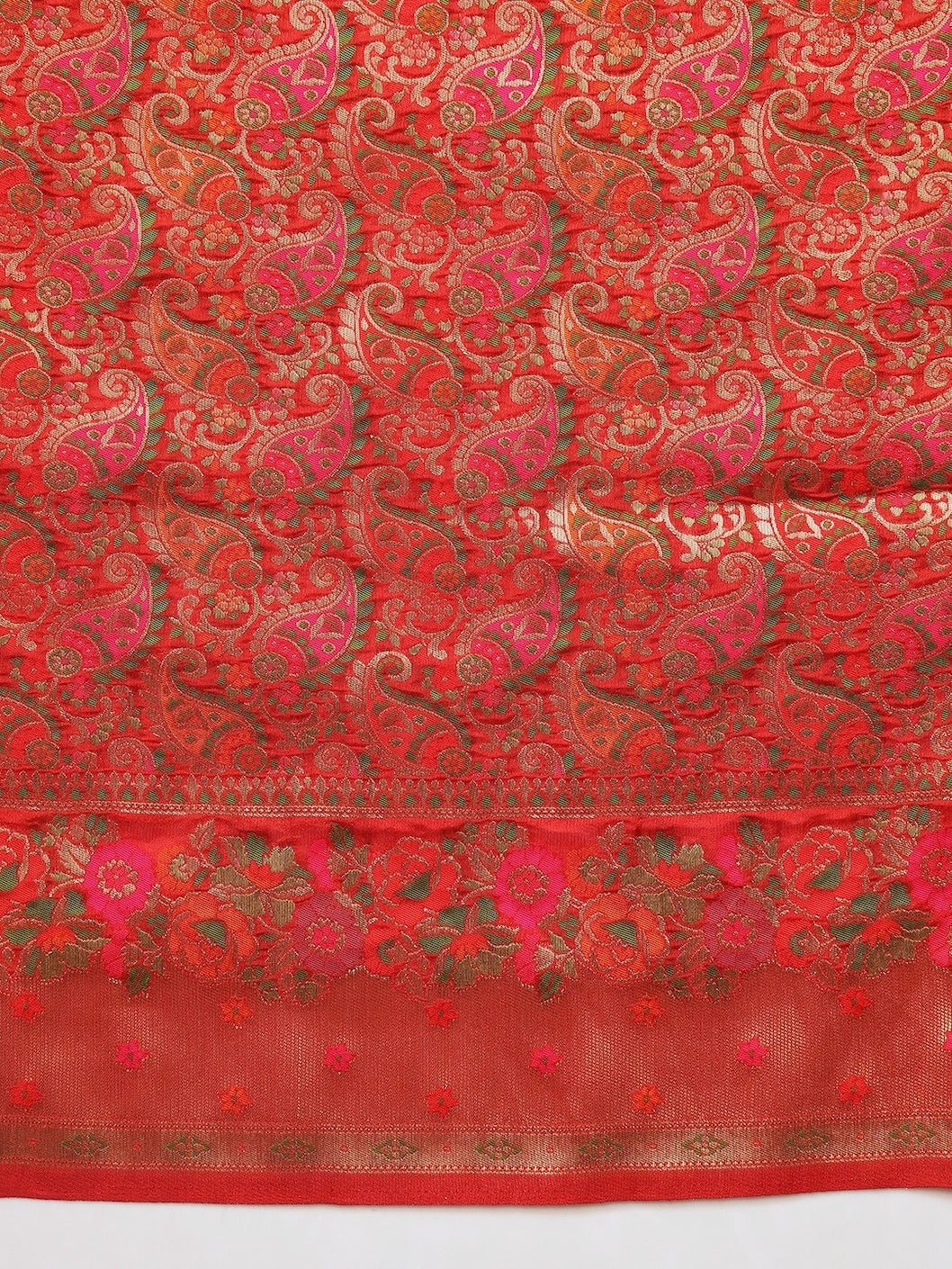 Red Khinkhwab Banarasi Brocade Handwoven Traditional Saree