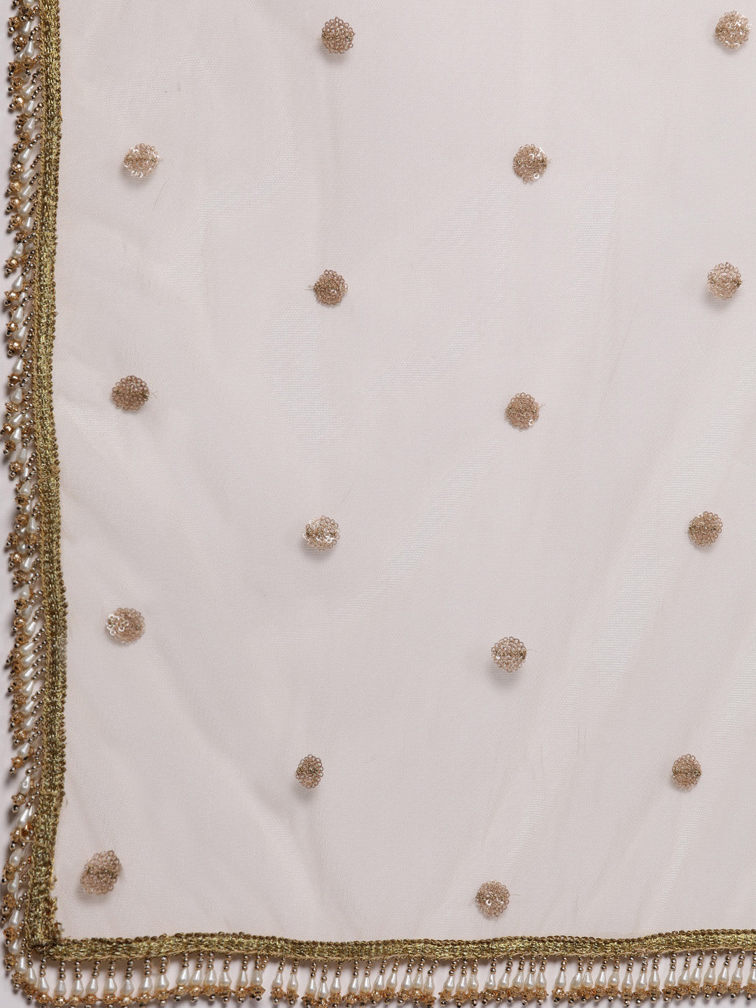 Layered Gown with Tassels and Gold Embellished Dupatta