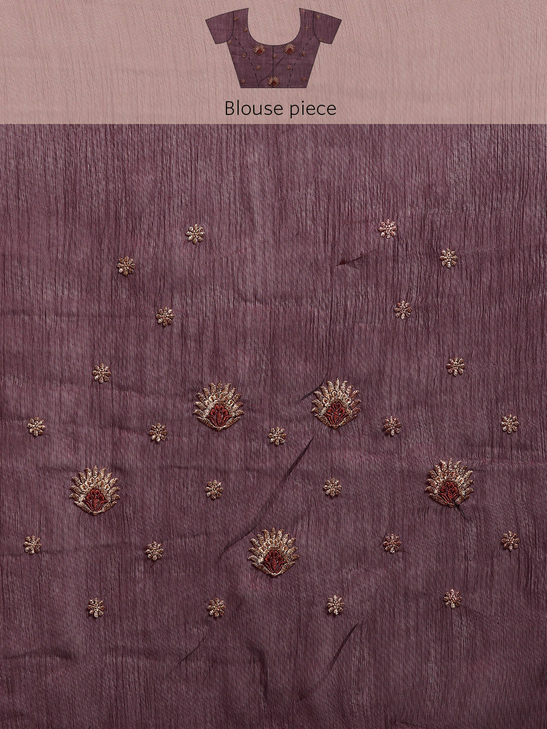 Burgundy Gold Aari Thread Embroidery & Swarovski Organza Saree