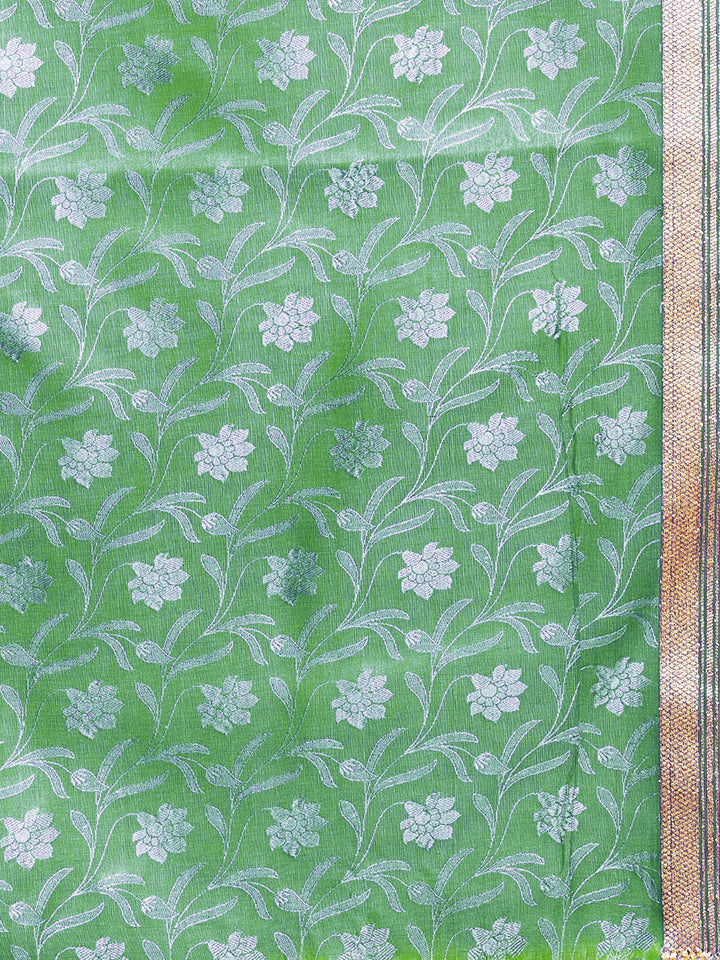 Pink & Green  Banarasi Art Silk Saree