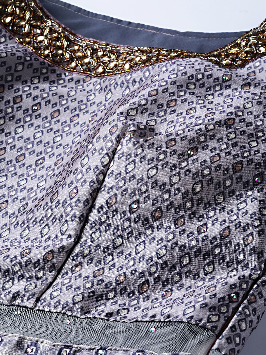 Contemporary Cocktail Gown with Kundan Embroidery
