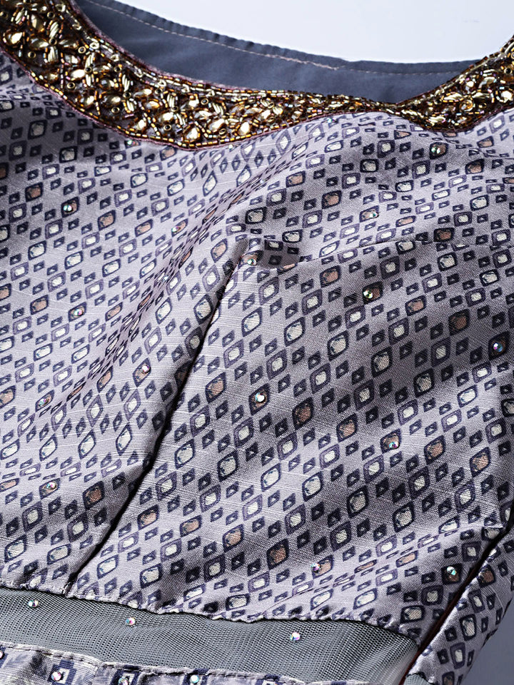 Contemporary Cocktail Gown with Kundan Embroidery