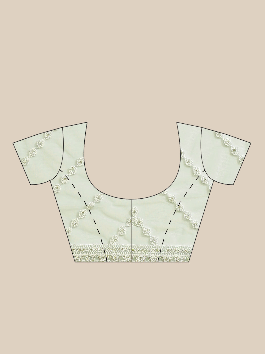 Net Scalloped Cocktail Saree with Resham White Embroidery and Crystal embellishments