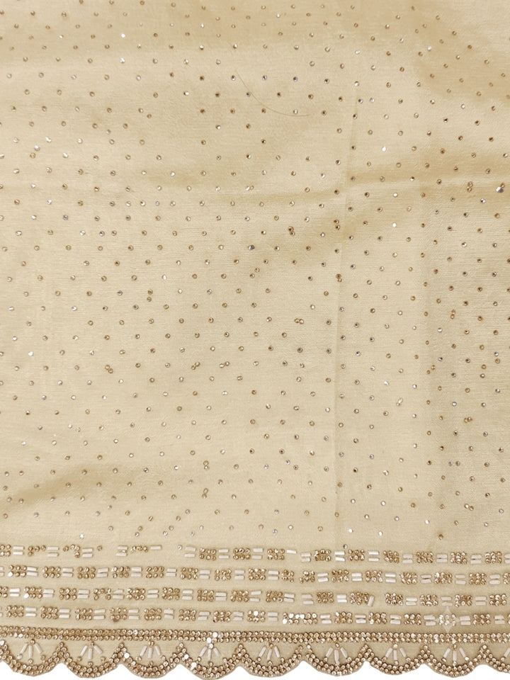 Cream Floral Printed Organza Saree with Sequin Embroidered Border