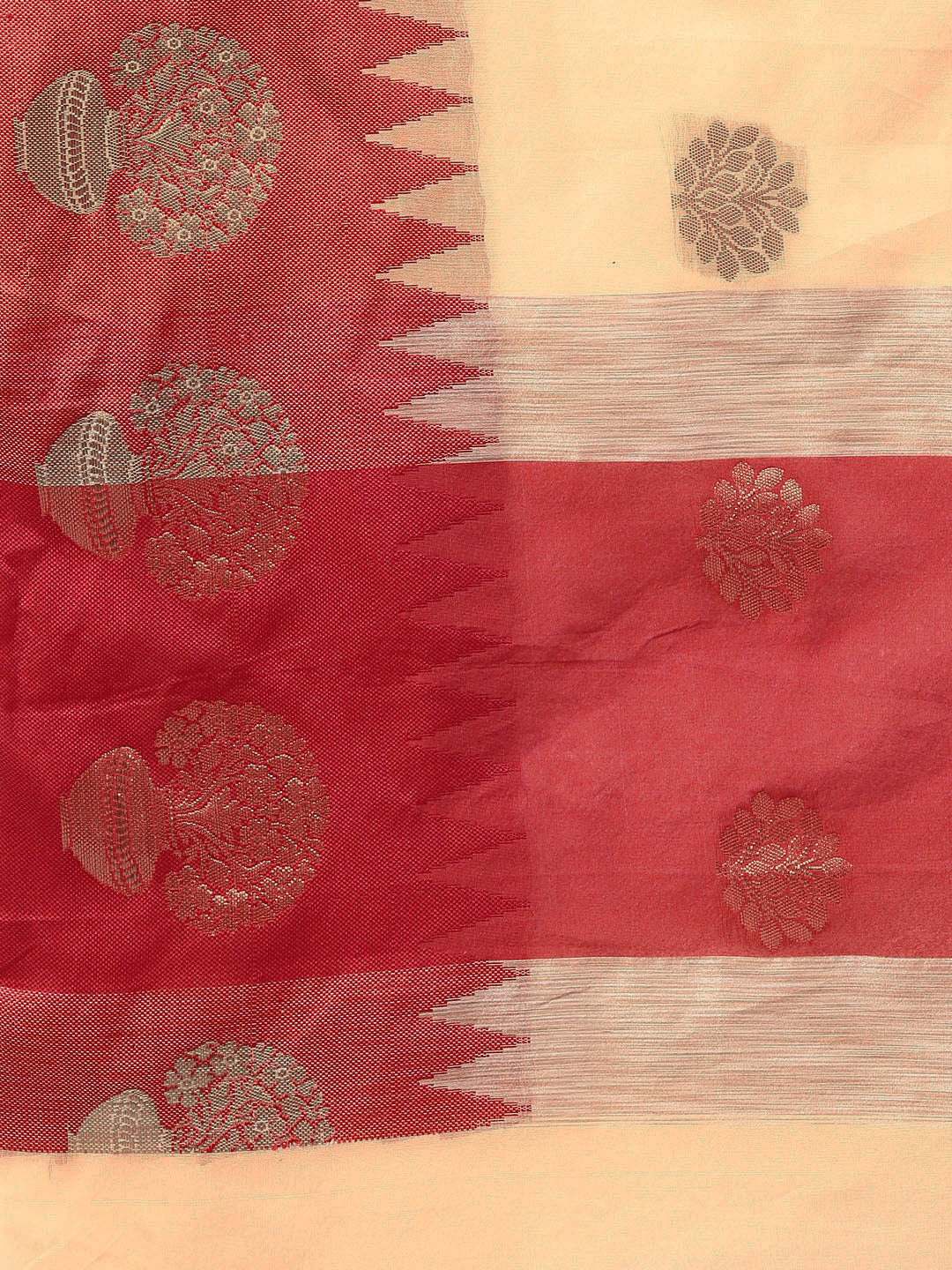 Chanderi Banarasi saree with Contrast Border and Floral Motifs