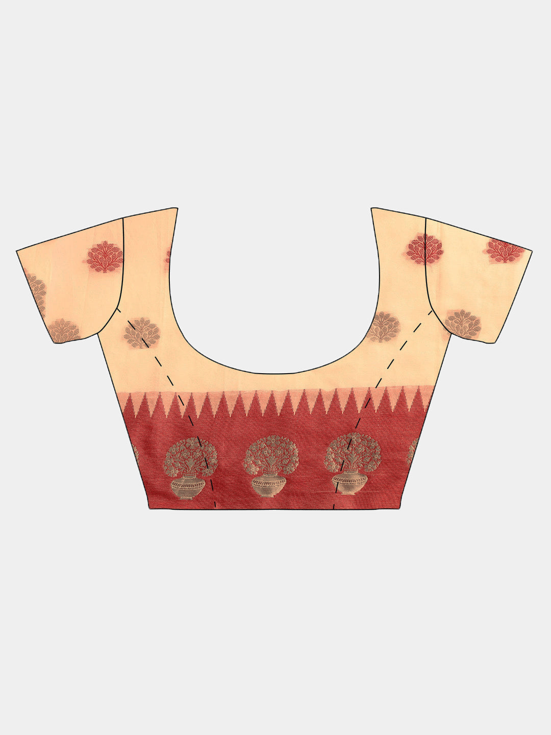 Chanderi Banarasi saree with Contrast Border and Floral Motifs