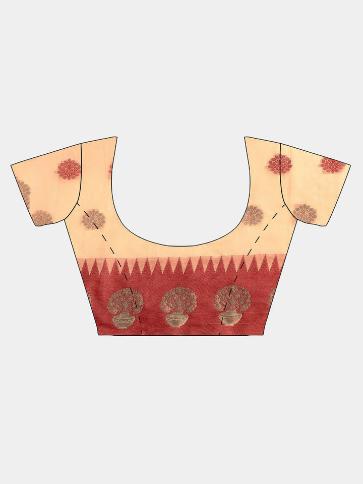 Chanderi Banarasi saree with Contrast Border and Floral Motifs