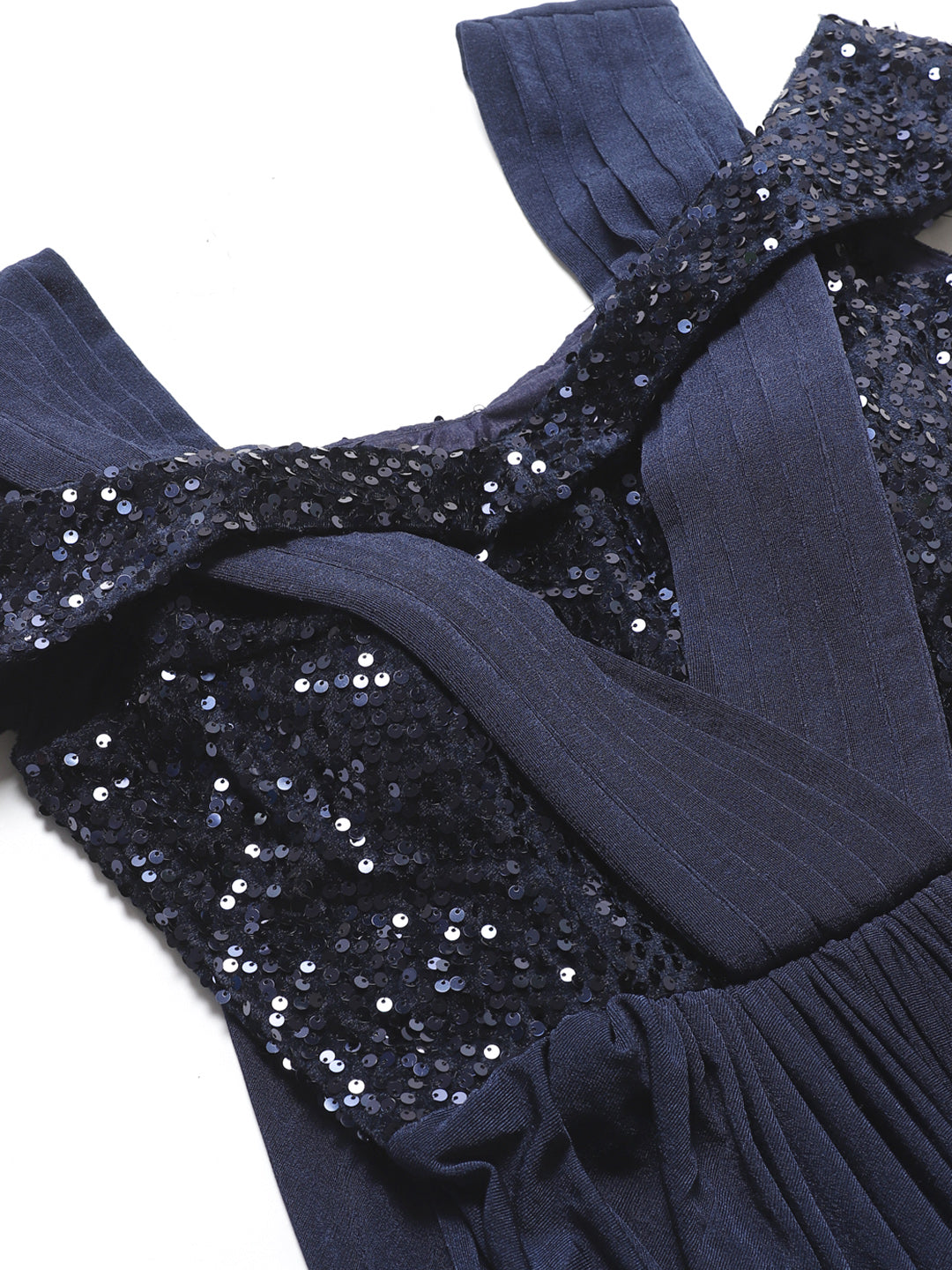 Ruffled Pre-stitched Saree gown with Festive Cowl style Layering and Sequence Bling