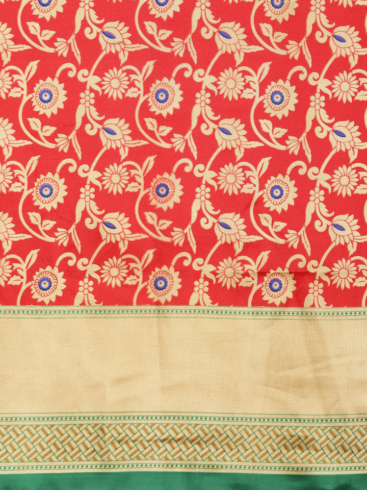 Patola Silk Printed Half-and-half saree with Zari Meenakari floral pattern