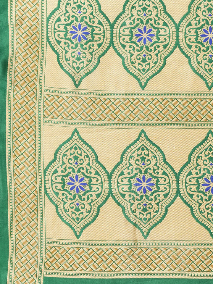 Patola Silk Printed Half-and-half saree with Zari Meenakari floral pattern