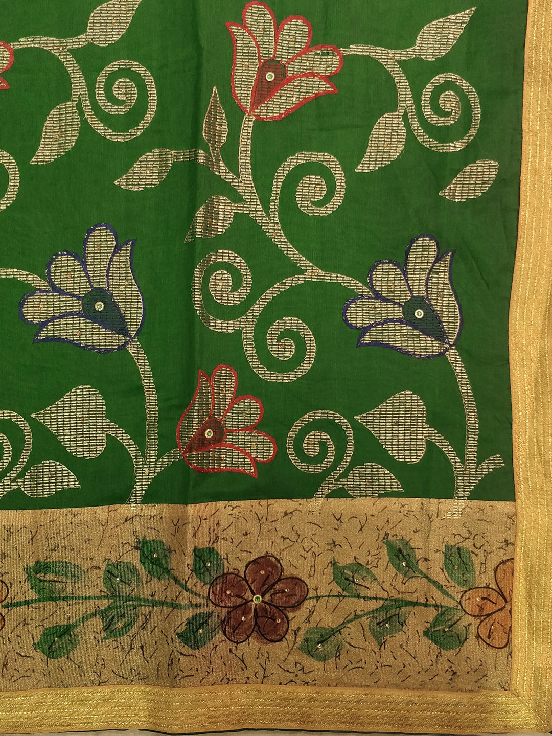 Chanderi Cotton Silk saree with Resham and Zari Embroidery