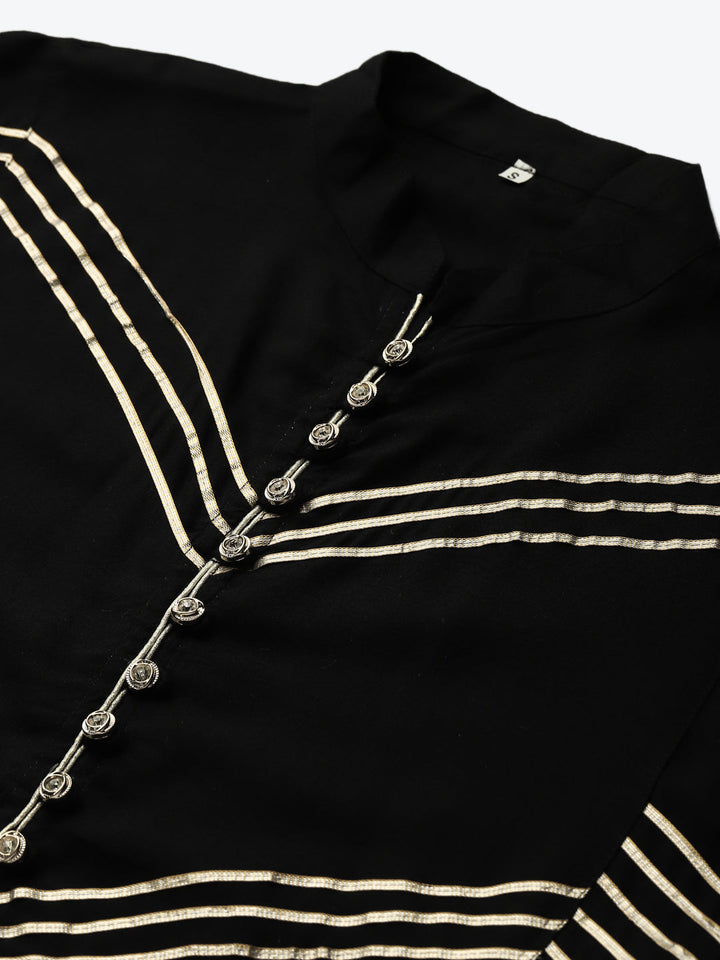 Made to Measure Black Kurta Pallazo Set with Gotta Patti Embroidery & Chiffon Dupatta