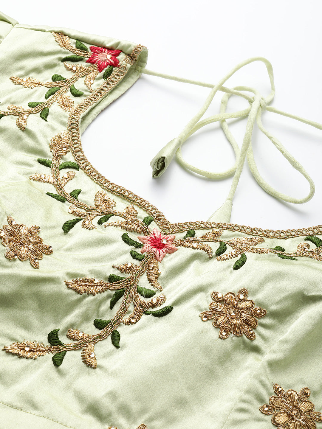Semi-stitched Lehenga set with floral embroidery